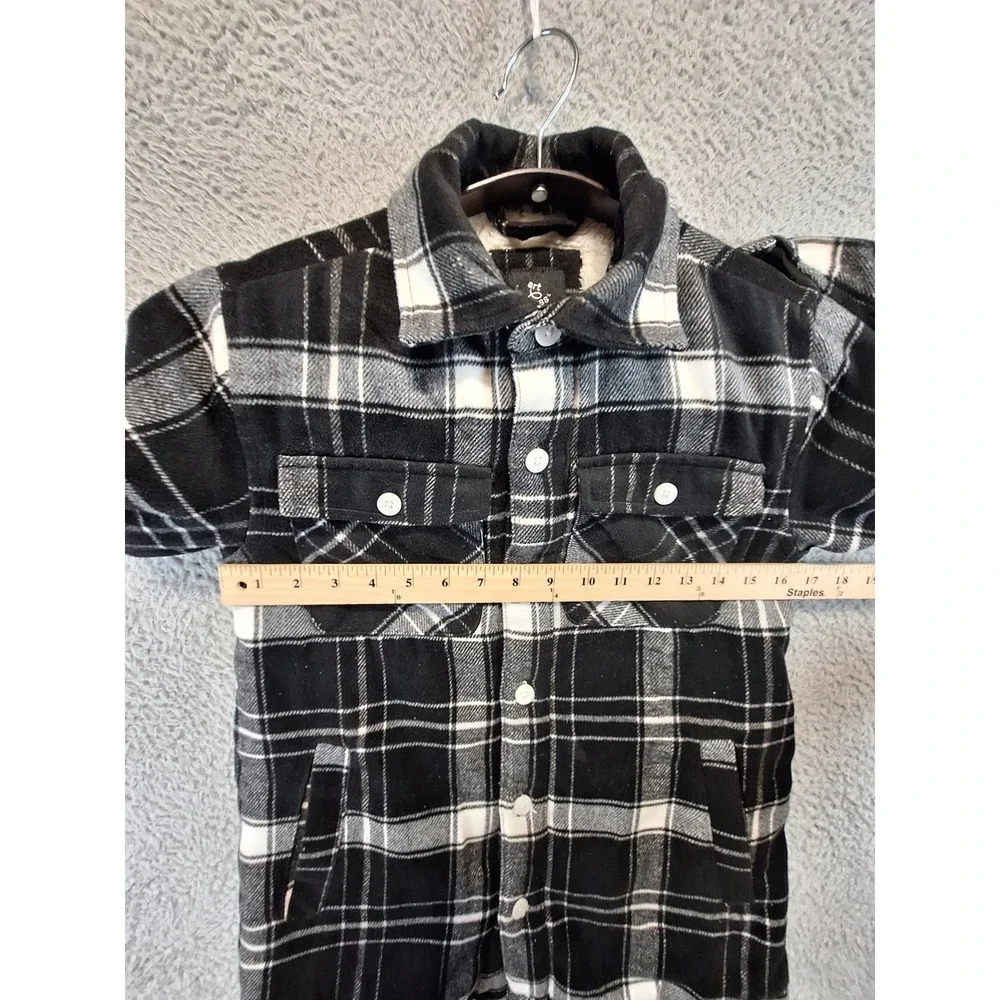 Art‎ Class Shacket Boys S Black White Plaid Lined Flannel Shirt Jacket Cozy